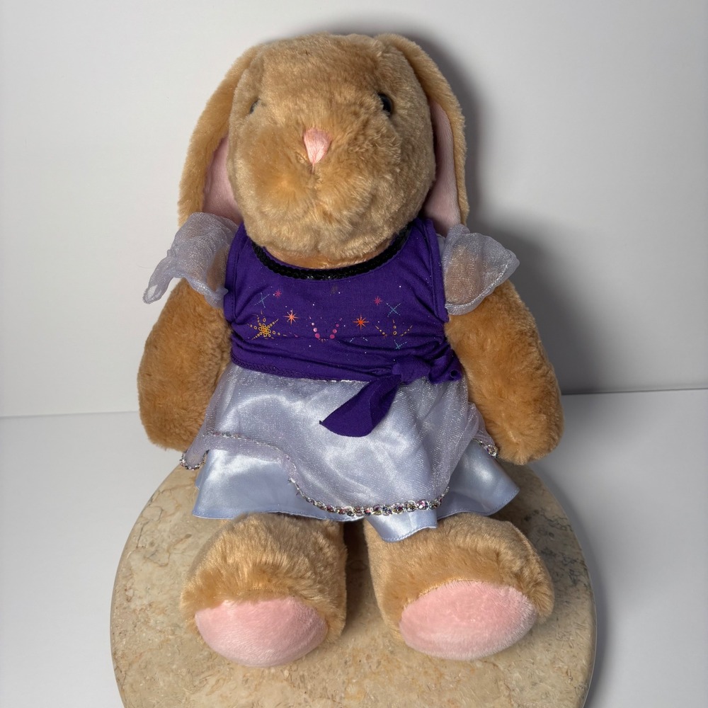 Build-A-Bear‎ Workshop Bunny Rabbit Plush in Purple Fireworks Dress Outfit Sound